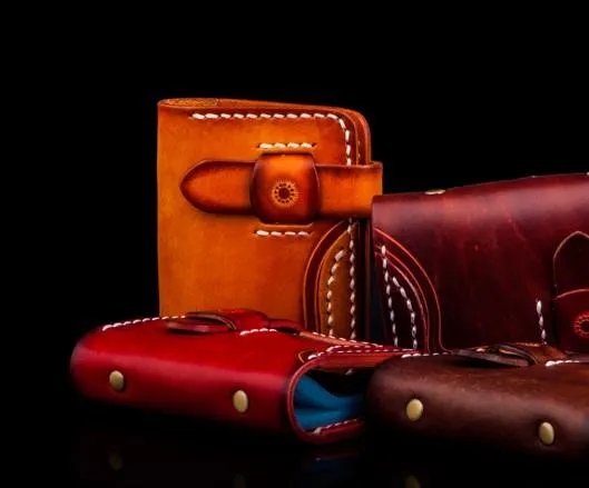Handmade Leather Mens Cool billfold Wallet Card Holder Small Card Small Wallets for Men