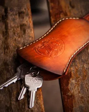 Handmade Leather Mens Cool Car Key Wallet Coin Wallet Pouch Car KeyChain for Men