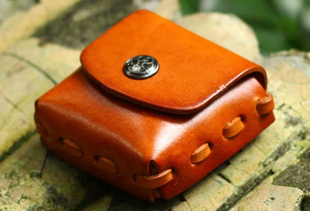 Handmade Leather Mens Cool Change Coin Wallet Coin Holder Coin Pouch Case for Men