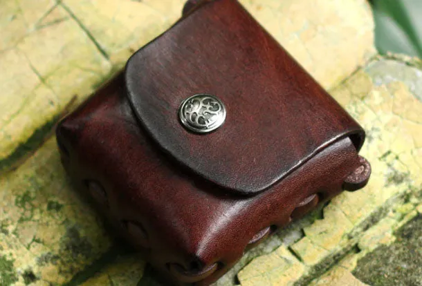 Handmade Leather Mens Cool Change Coin Wallet Coin Holder Coin Pouch Case for Men