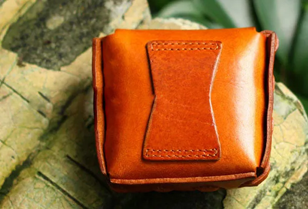 Handmade Leather Mens Cool Change Coin Wallet Coin Holder Coin Pouch Case for Men