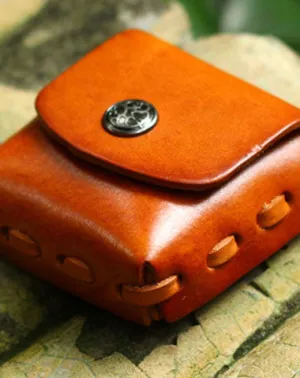 Handmade Leather Mens Cool Change Coin Wallet Coin Holder Coin Pouch Case for Men