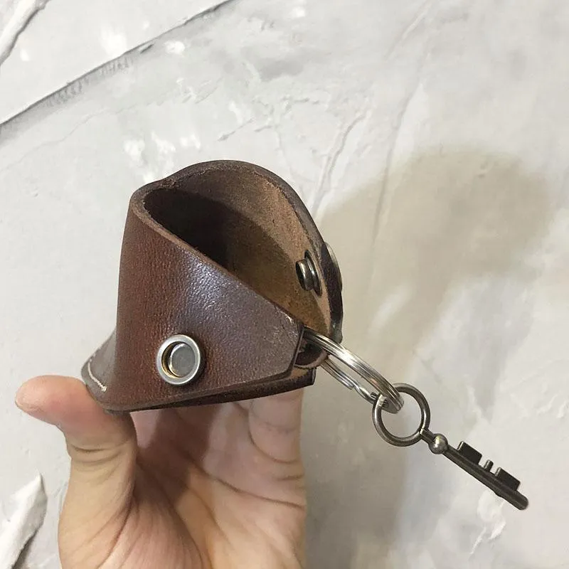 Handmade Leather Mens Cool Key Holder Car Key Wallet Brown Distressed Car Key Case for Men
