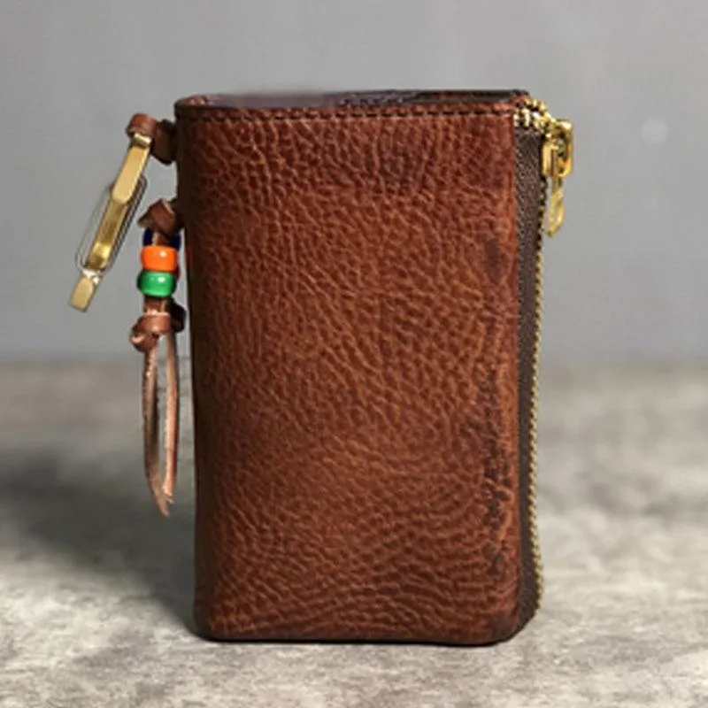 Handmade Leather Mens Cool Key Wallet Car Key Change Coin Card Holder Car Key Case for Men
