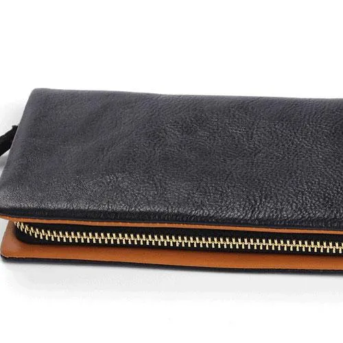 Handmade Leather Mens Cool Long Leather Wallet Bifold Clutch Wallet for Men