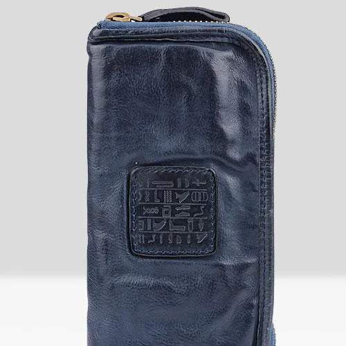 Handmade Leather Mens Cool Long Leather Wallet Zipper Clutch Wallet for Men