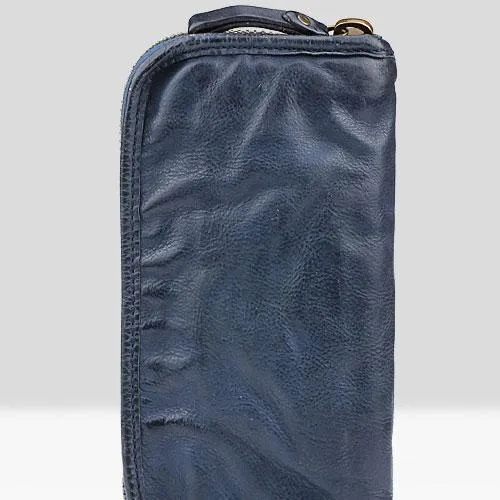 Handmade Leather Mens Cool Long Leather Wallet Zipper Clutch Wallet for Men