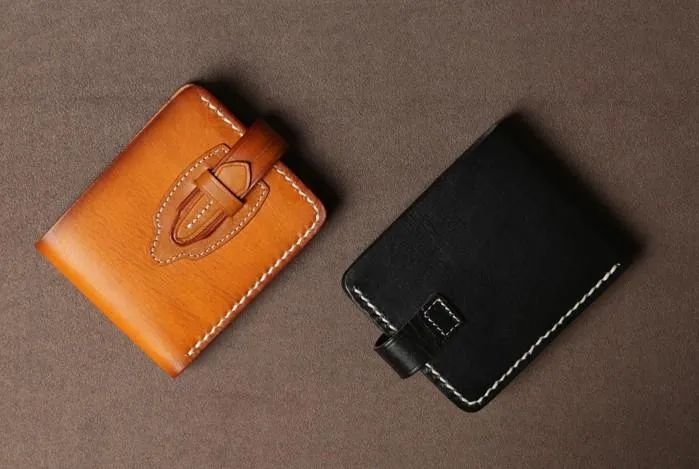 Handmade Leather Mens Cool Slim Leather Small Wallet Men billfold Wallets for Men