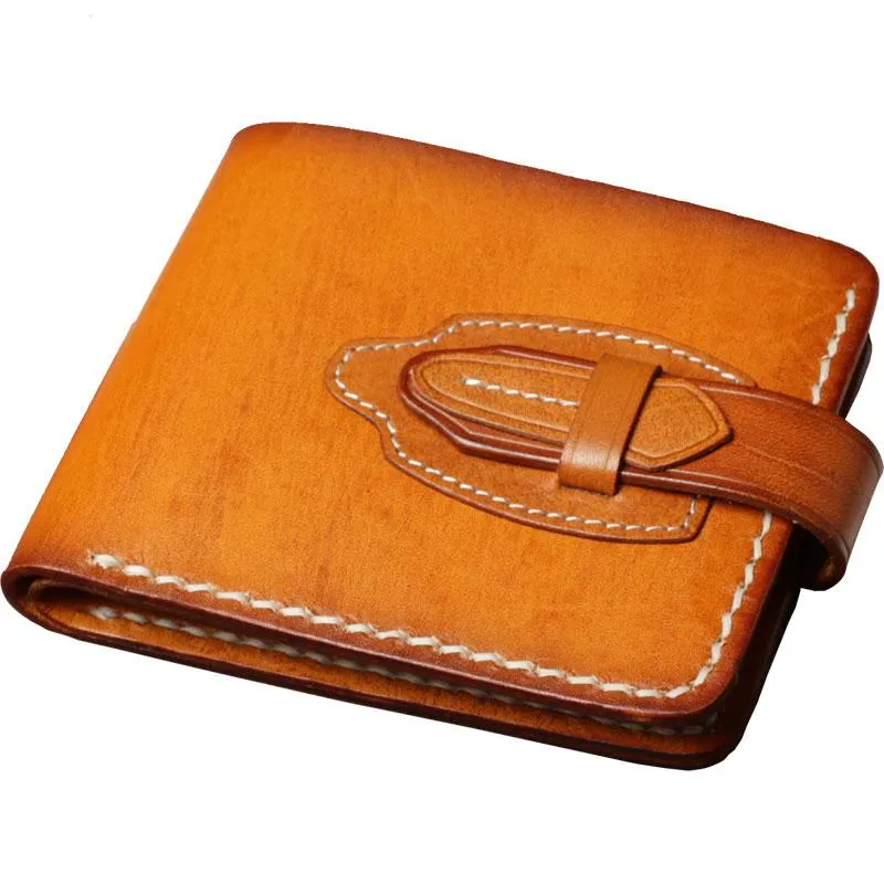 Handmade Leather Mens Cool Slim Leather Small Wallet Men billfold Wallets for Men