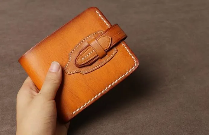 Handmade Leather Mens Cool Slim Leather Small Wallet Men billfold Wallets for Men