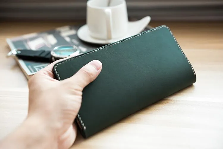 Handmade Leather Mens Long Wallet Cool Leather Wallet Long Wallets for Men