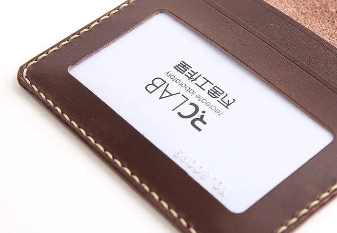 Handmade Leather Mens Slim License Wallet Front Pocket Wallet Slim Card Wallet for Men