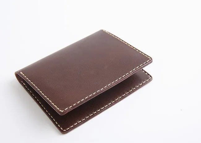 Handmade Leather Mens Slim License Wallet Front Pocket Wallet Slim Card Wallet for Men