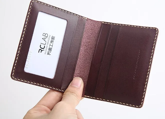 Handmade Leather Mens Slim License Wallet Front Pocket Wallet Slim Card Wallet for Men