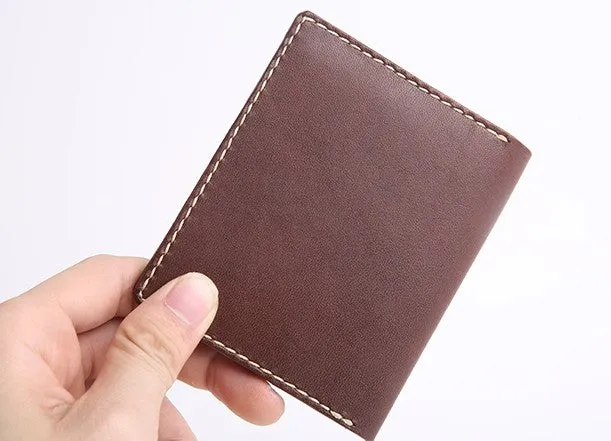 Handmade Leather Mens Slim License Wallet Front Pocket Wallet Slim Card Wallet for Men