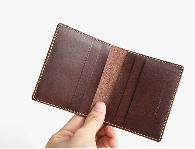Handmade Leather Mens Slim License Wallet Front Pocket Wallet Slim Card Wallet for Men
