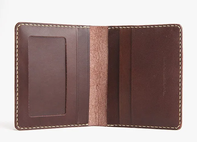 Handmade Leather Mens Slim License Wallet Front Pocket Wallet Slim Card Wallet for Men