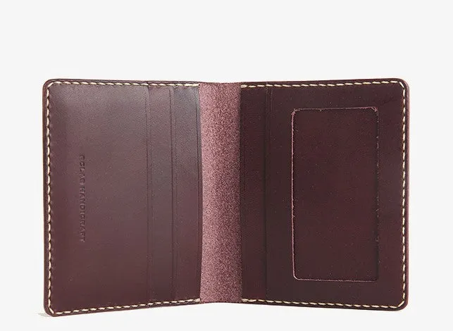 Handmade Leather Mens Slim License Wallet Front Pocket Wallet Slim Card Wallet for Men