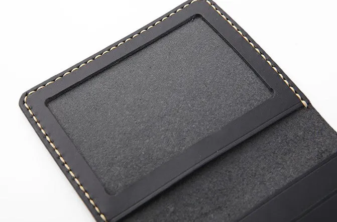 Handmade Leather Mens Slim License Wallet Front Pocket Wallet Slim Card Wallet for Men