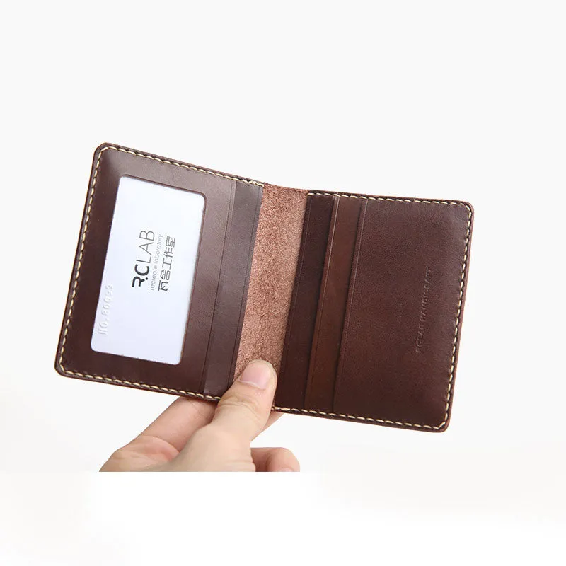 Handmade Leather Mens Slim License Wallet Front Pocket Wallet Slim Card Wallet for Men