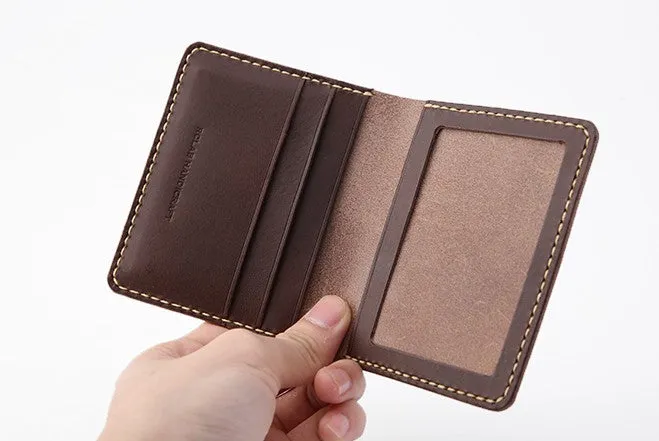 Handmade Leather Mens Slim License Wallet Front Pocket Wallet Slim Card Wallet for Men