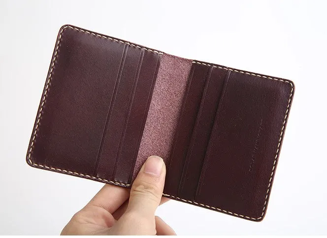 Handmade Leather Mens Slim License Wallet Front Pocket Wallet Slim Card Wallet for Men