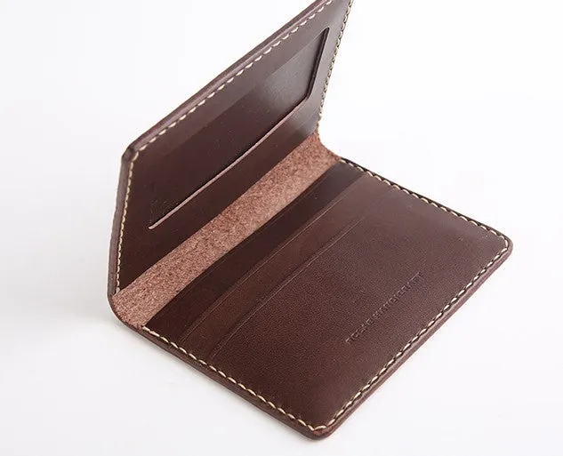 Handmade Leather Mens Slim License Wallet Front Pocket Wallet Slim Card Wallet for Men