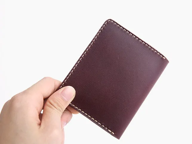 Handmade Leather Mens Slim License Wallet Front Pocket Wallet Slim Card Wallet for Men