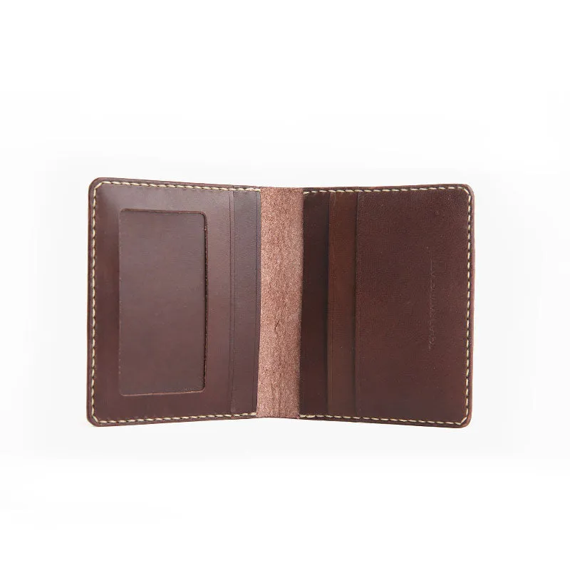Handmade Leather Mens Slim License Wallet Front Pocket Wallet Slim Card Wallet for Men