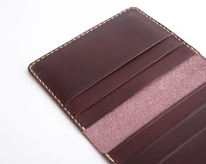Handmade Leather Mens Slim License Wallet Front Pocket Wallet Slim Card Wallet for Men
