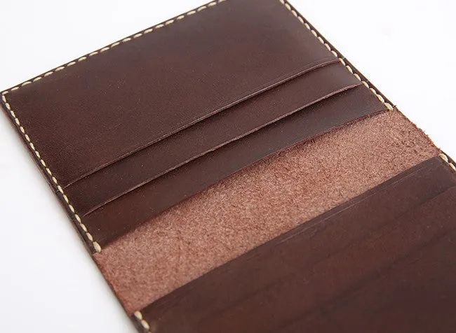 Handmade Leather Mens Slim License Wallet Front Pocket Wallet Slim Card Wallet for Men