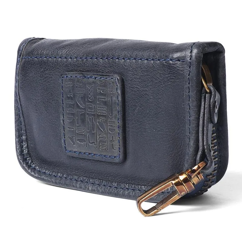 Handmade Leather Mens Small Brown Key Wallet Key Holder Black Car Key Case for Men