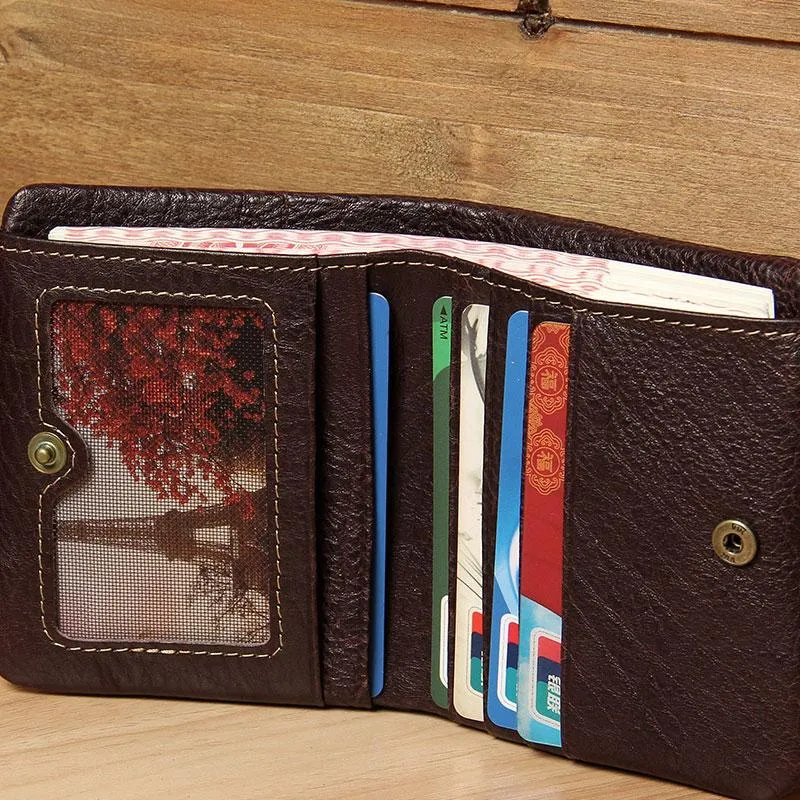 Handmade Leather Mens Small Wallet billfold Bifold Wallet for Men