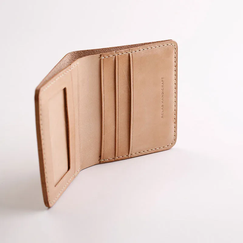 Handmade Leather Minimalist Womens Mens Bifold Small Wallet billfold Wallets for Men