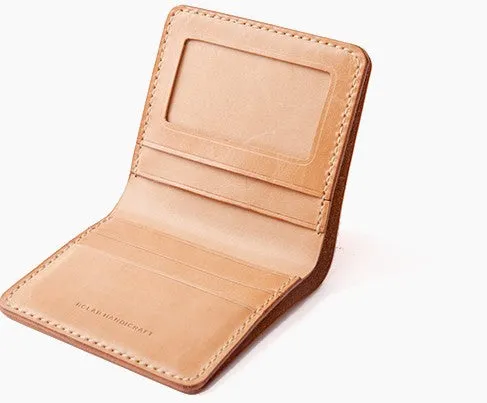 Handmade Leather Minimalist Womens Mens Bifold Small Wallet billfold Wallets for Men