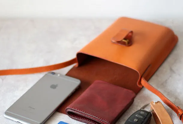 Handmade Leather vintage women phone purse leather shoulder bag crossbody bag