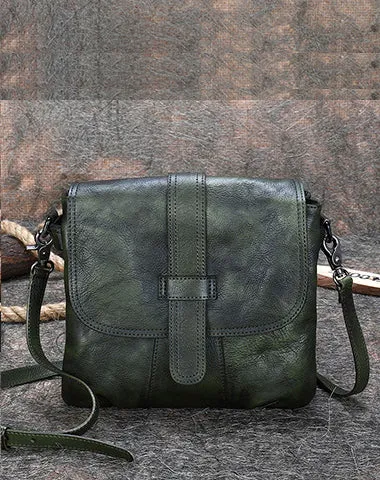 Handmade Leather Womens Square Shoulder Bag School Crossbody Purse for Women