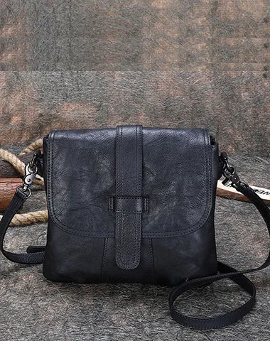 Handmade Leather Womens Square Shoulder Bag School Crossbody Purse for Women