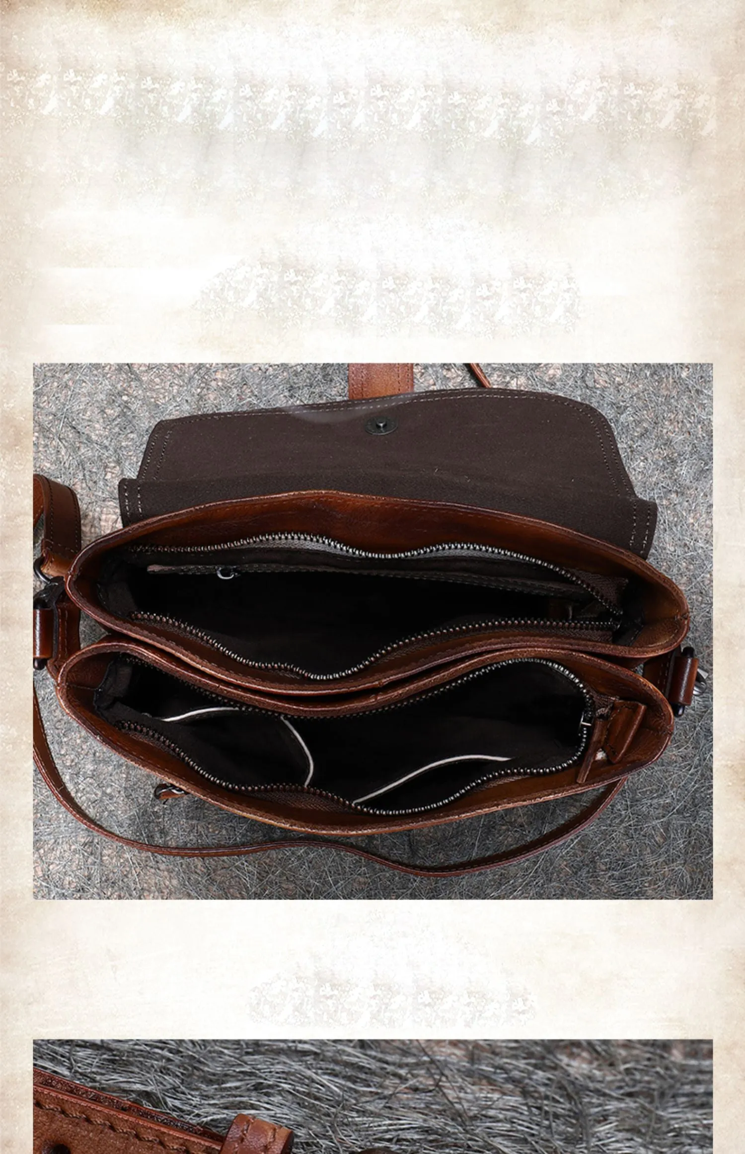Handmade Leather Womens Square Shoulder Bag School Crossbody Purse for Women
