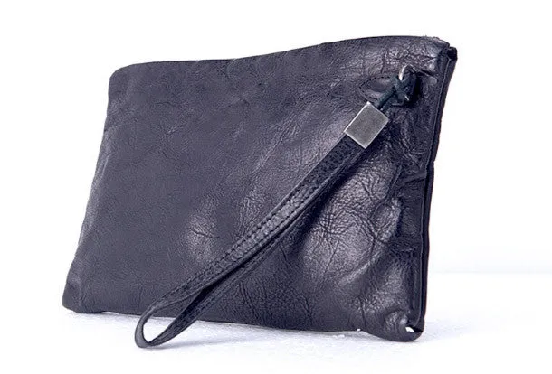Handmade long wallet leather men phone zip clutch vintage wallet for men