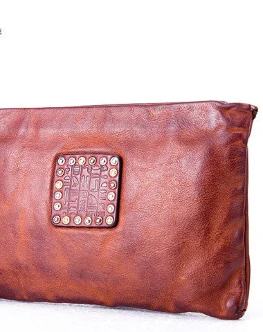 Handmade long wallet leather men phone zip clutch vintage wallet for men