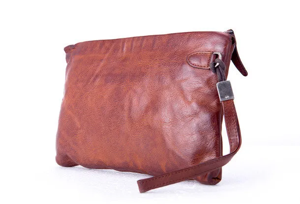 Handmade long wallet leather men phone zip clutch vintage wallet for men