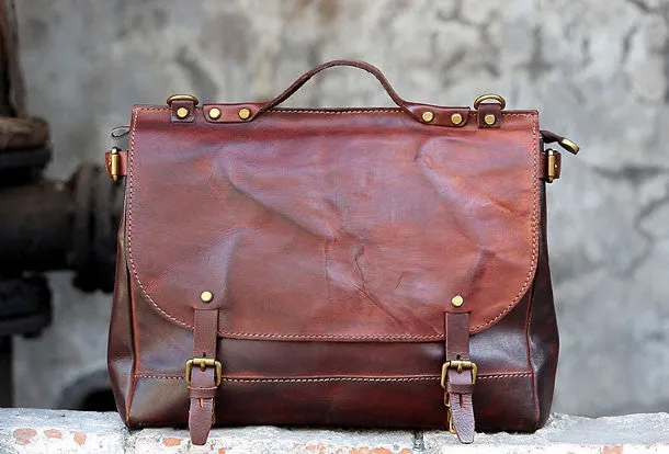 Handmade messenger bag briefcase satchel purse leather crossbody bag  shoulder bag women