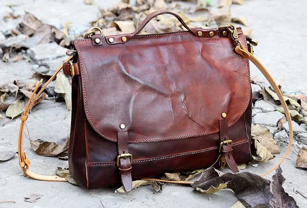 Handmade messenger bag briefcase satchel purse leather crossbody bag  shoulder bag women
