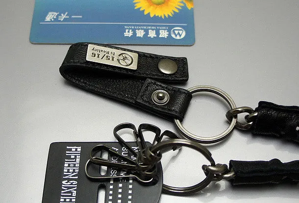 Handmade Motorcycle biker wallet key chain punk black heavy leather key holder