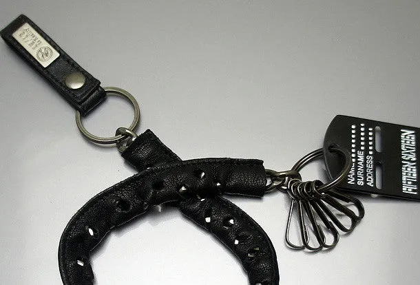 Handmade Motorcycle biker wallet key chain punk black heavy leather key holder