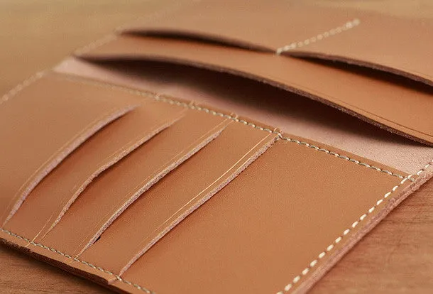 Handmade vintage leather clutch bag long wallet multi ID card holders slots for men