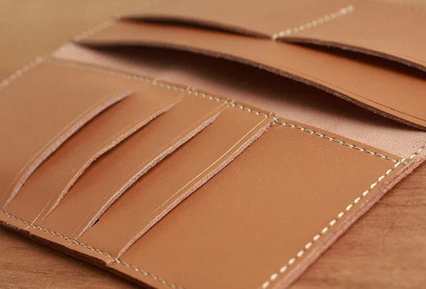 Handmade vintage leather clutch bag long wallet multi ID card holders slots for men