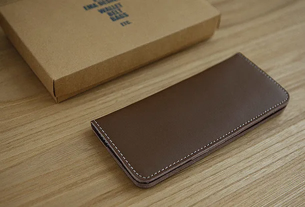 Handmade vintage leather clutch bag long wallet multi ID card holders slots for men