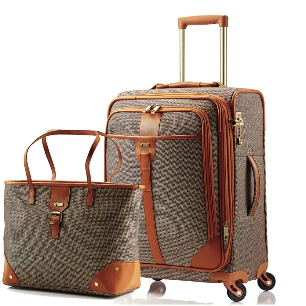 Hartmann Herringbone Luxe Softside Carry-On Set Terracotta
